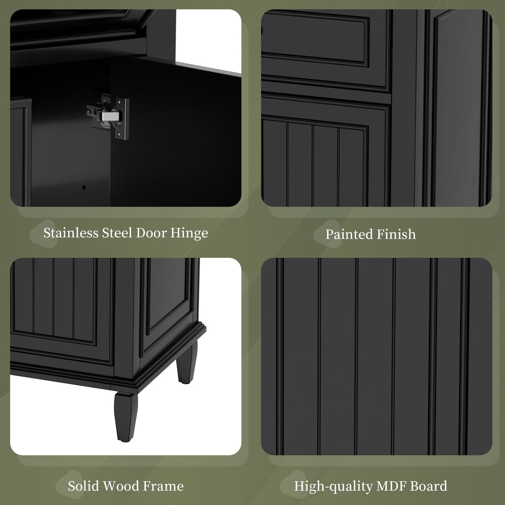 Modern Bathroom Vanity With Sink, Adjustable Shelf, 1 Flip Drawer & 2 Drawers