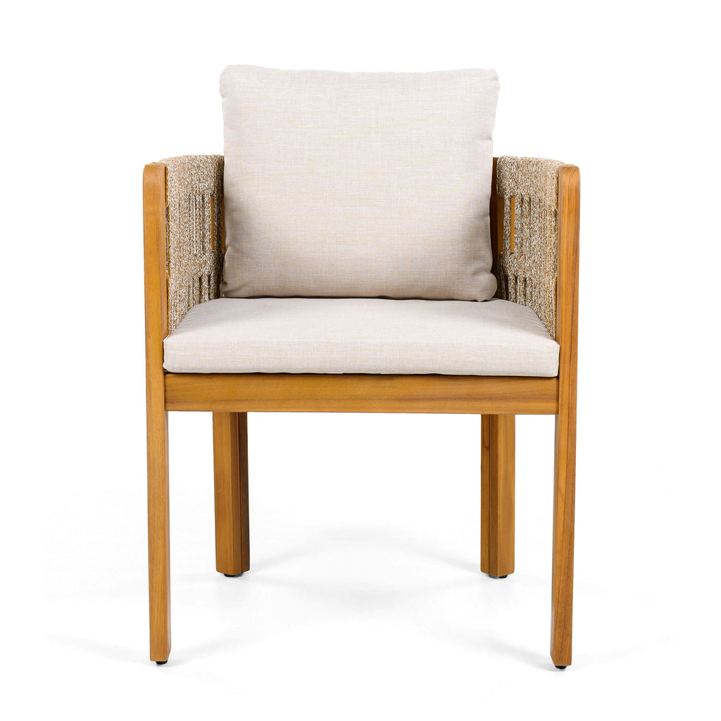 Outdoor Dining Chairs With Mix Rope Handles (Set of 2)
