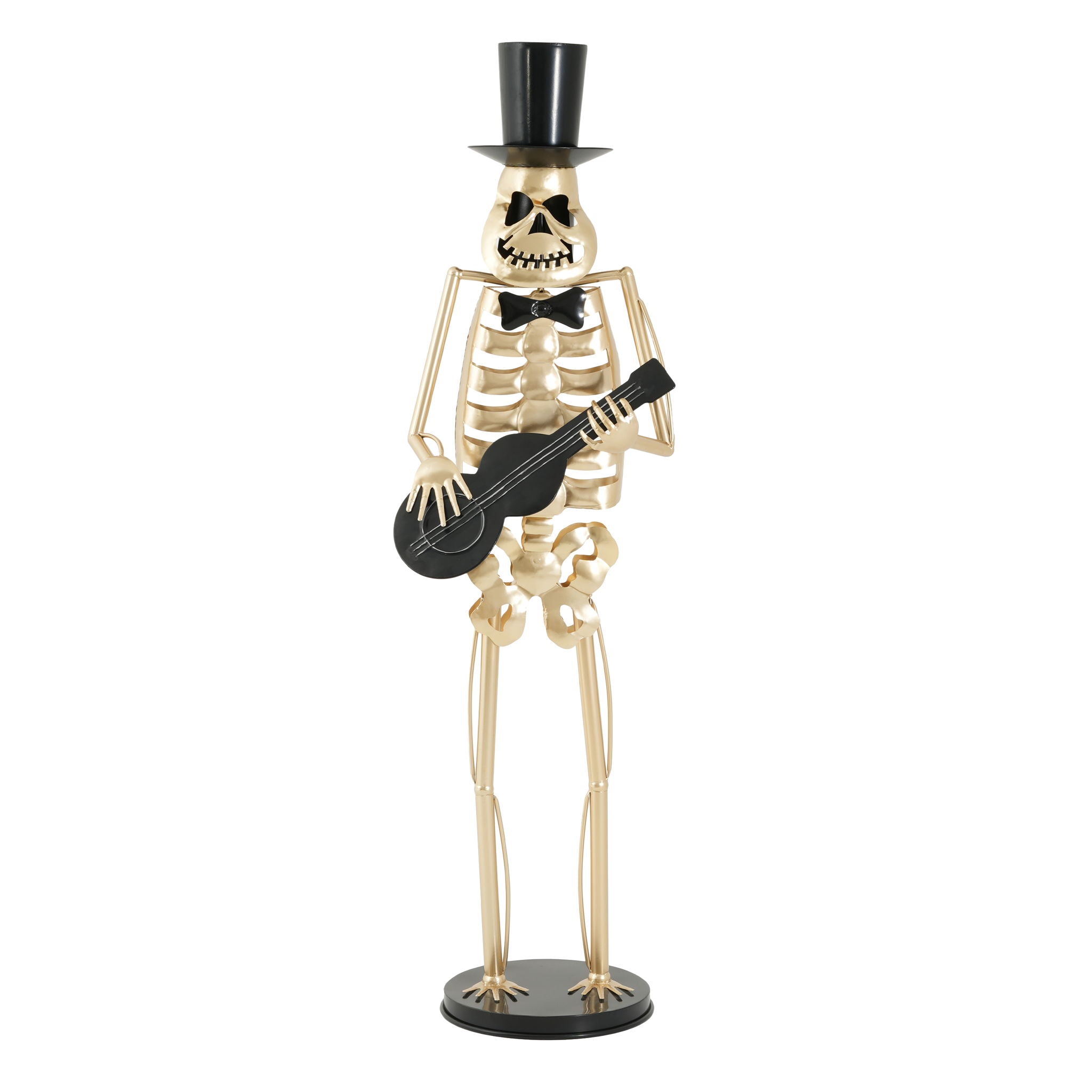 Skeleton Musician Statue, For Halloween Indoor Outdoor Party Display - Gold