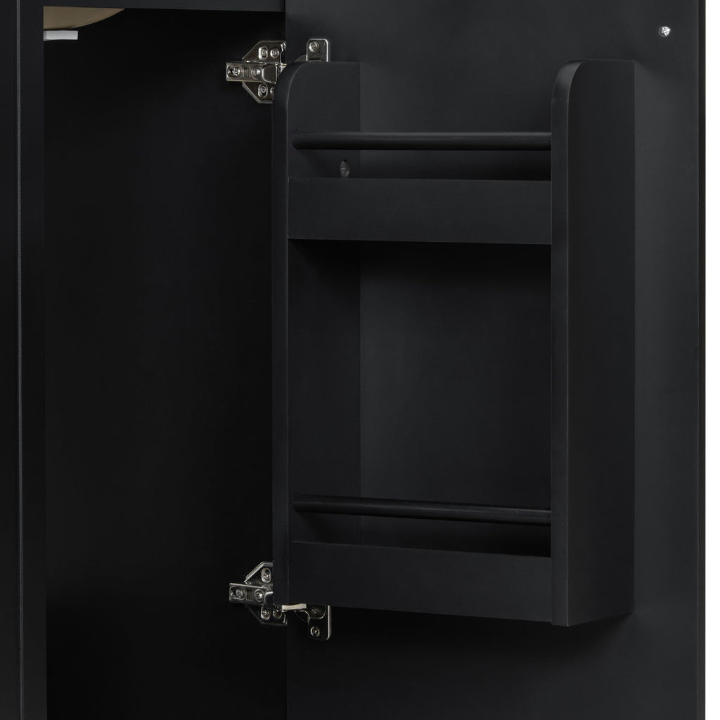 Classic Retro Bathroom Vanity With Sink, Door Shelf, Side Open Storage Frame
