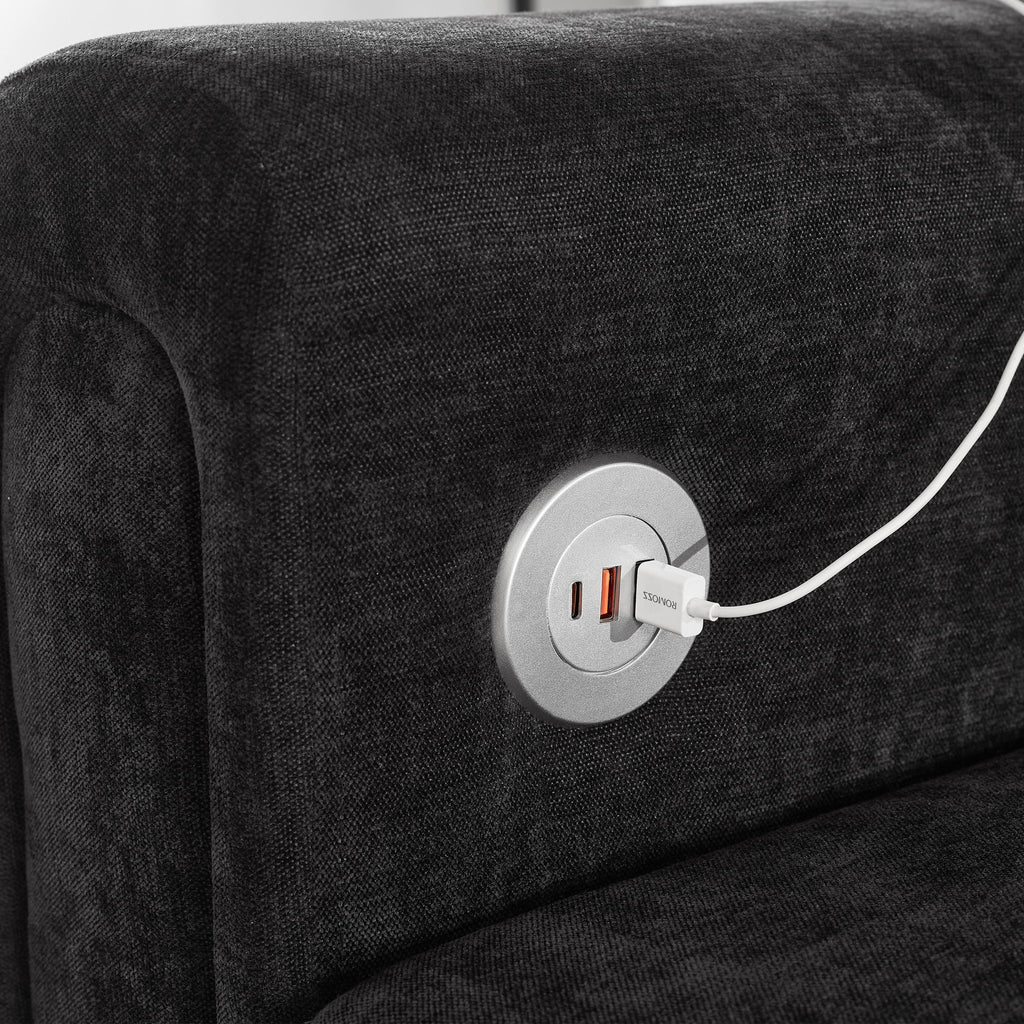 Modular Sectional Sofa With Movable Ottomans, USB Ports & Side Tables