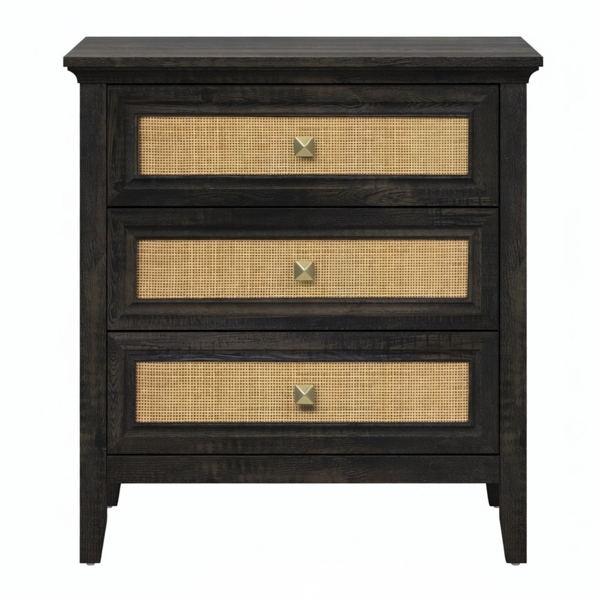 Nightstand With 3 Drawers, Tall End Table - Brown