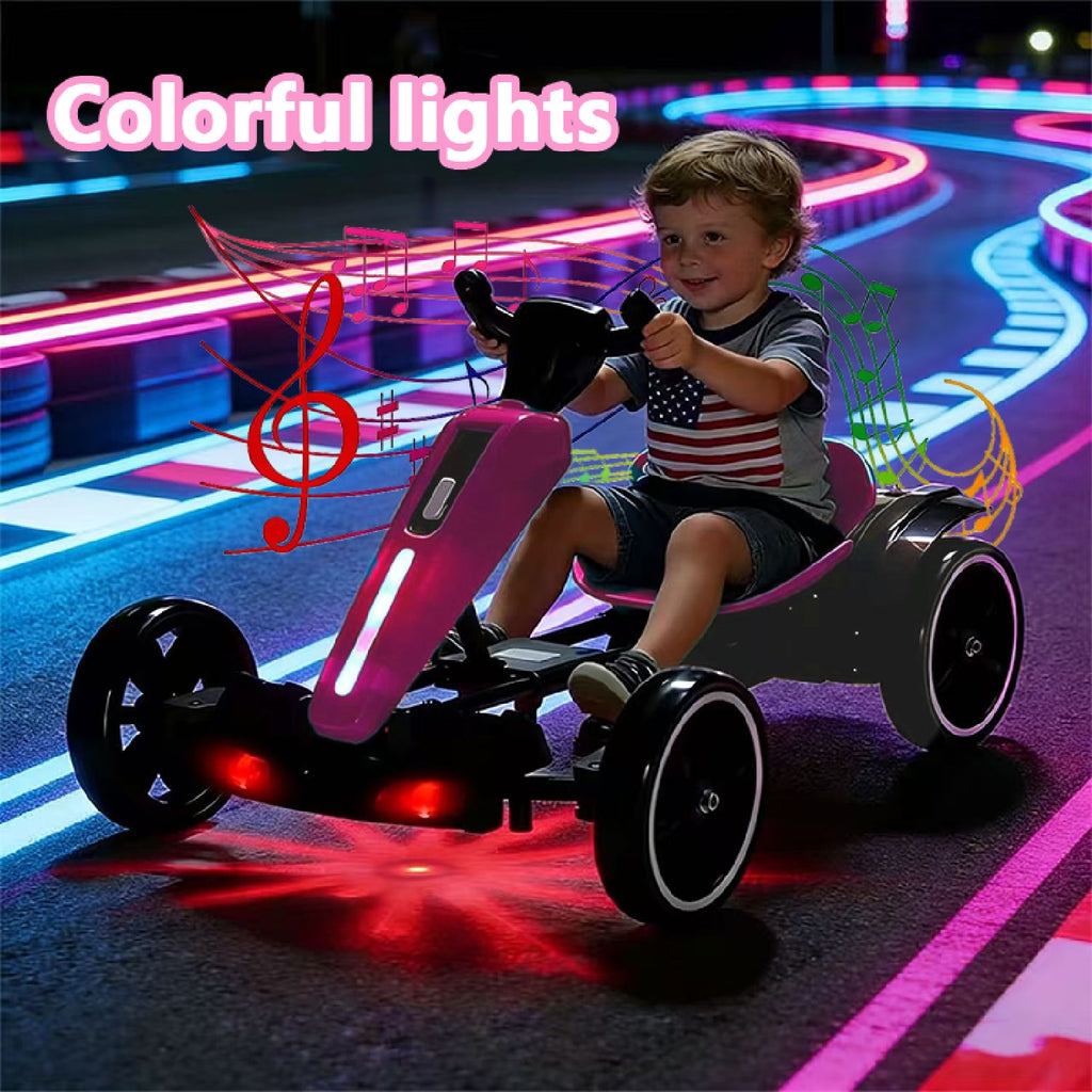 Electric Kids Pedal Go Kart With Adjustable Seat, Foldable Design