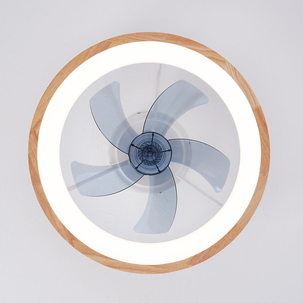 Ceiling Fans With LED Light Source And Remote Control, 3000 - 6500K Dimmable, 6 Speeds, Quiet DC Motor For Living Room - Natural Wood / White