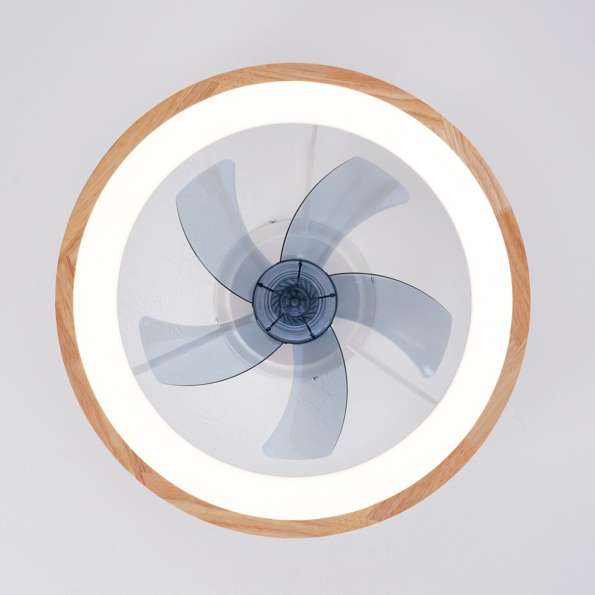 Ceiling Fans With LED Light Source And Remote Control, 3000 - 6500K Dimmable, 6 Speeds, Quiet DC Motor For Living Room - Natural Wood / White