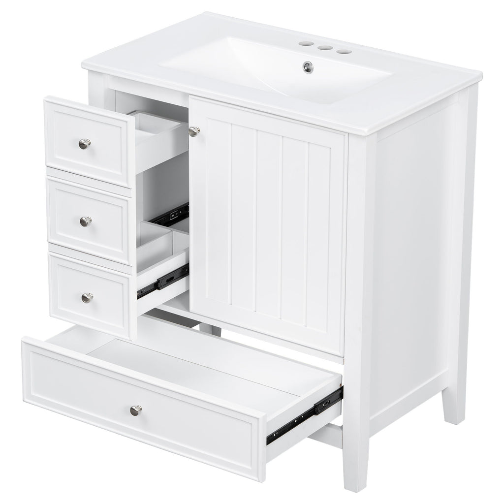 Modern Bathroom Vanity With Sink, 1 Cabinet & 3 Drawers