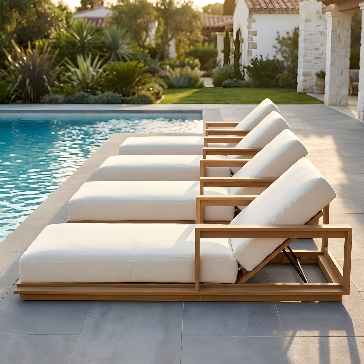 Modern Sunlounger With 5 Position Adjustable Backrest