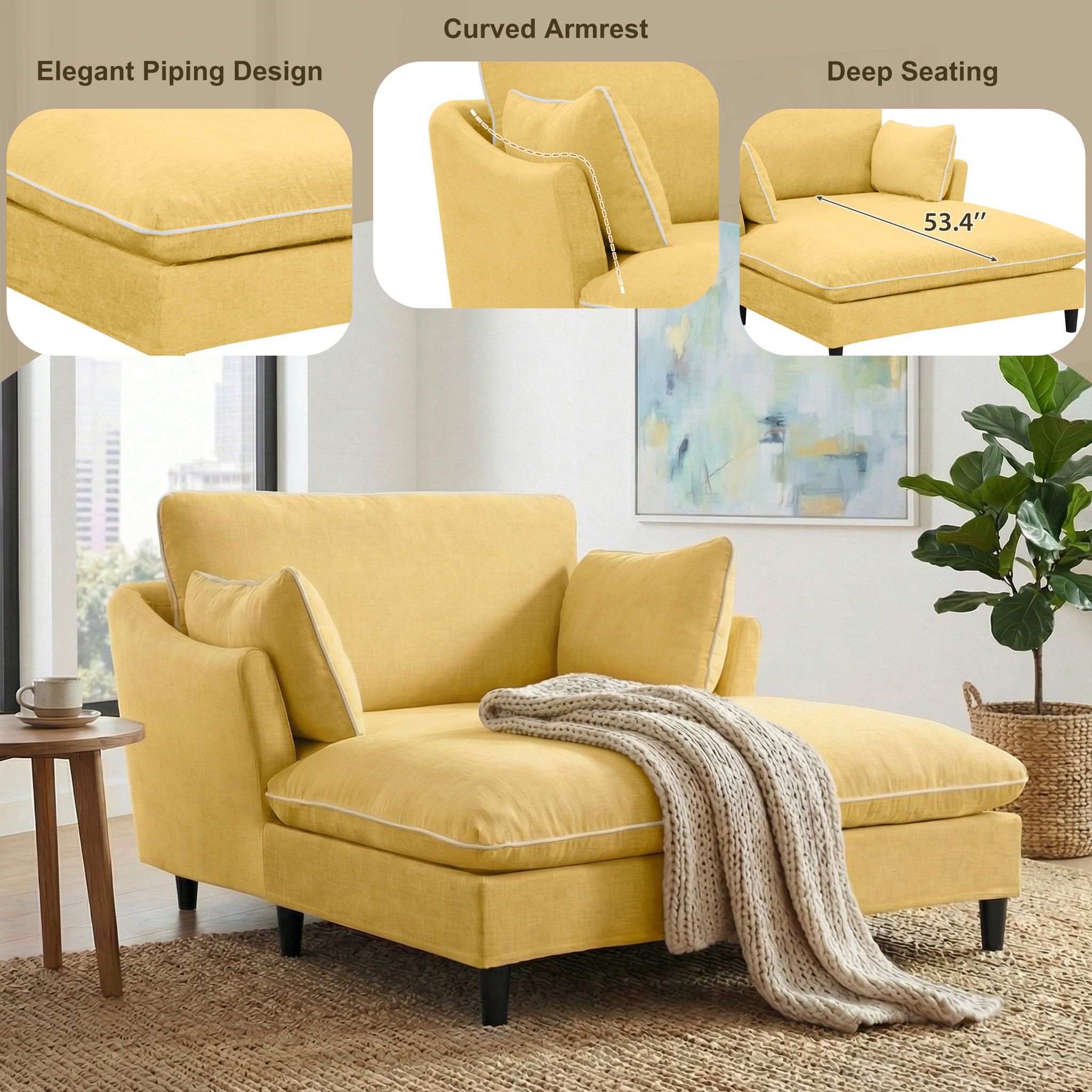 Modern Chaise Lounge Couch Sofa Bed With Pillows