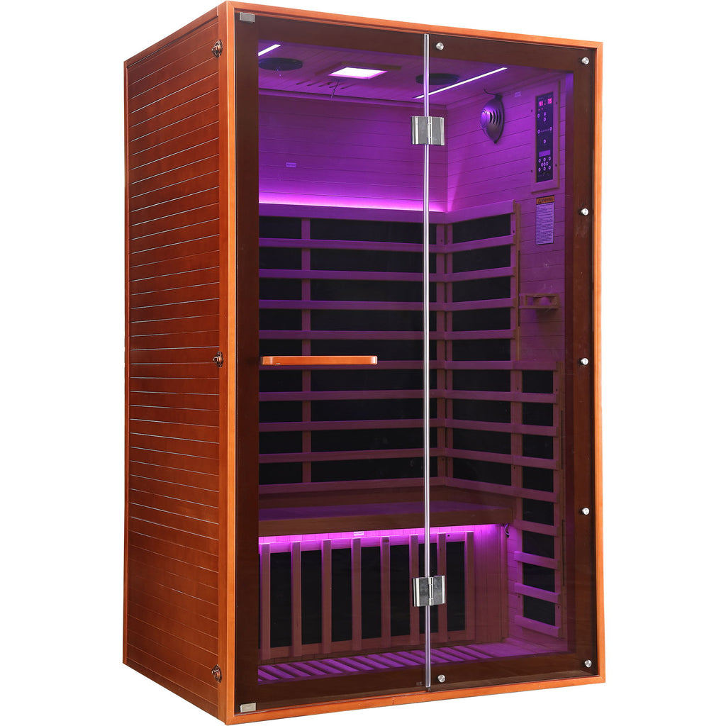 Double Sauna Room With Carbon Heating Plates - American White Oak