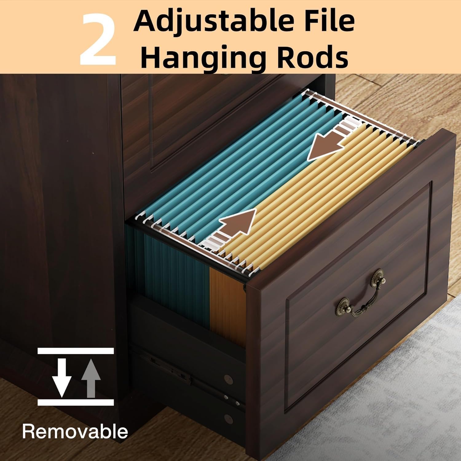4 Drawer Vertical File Cabinet For A4 / Letter Files - Walnut
