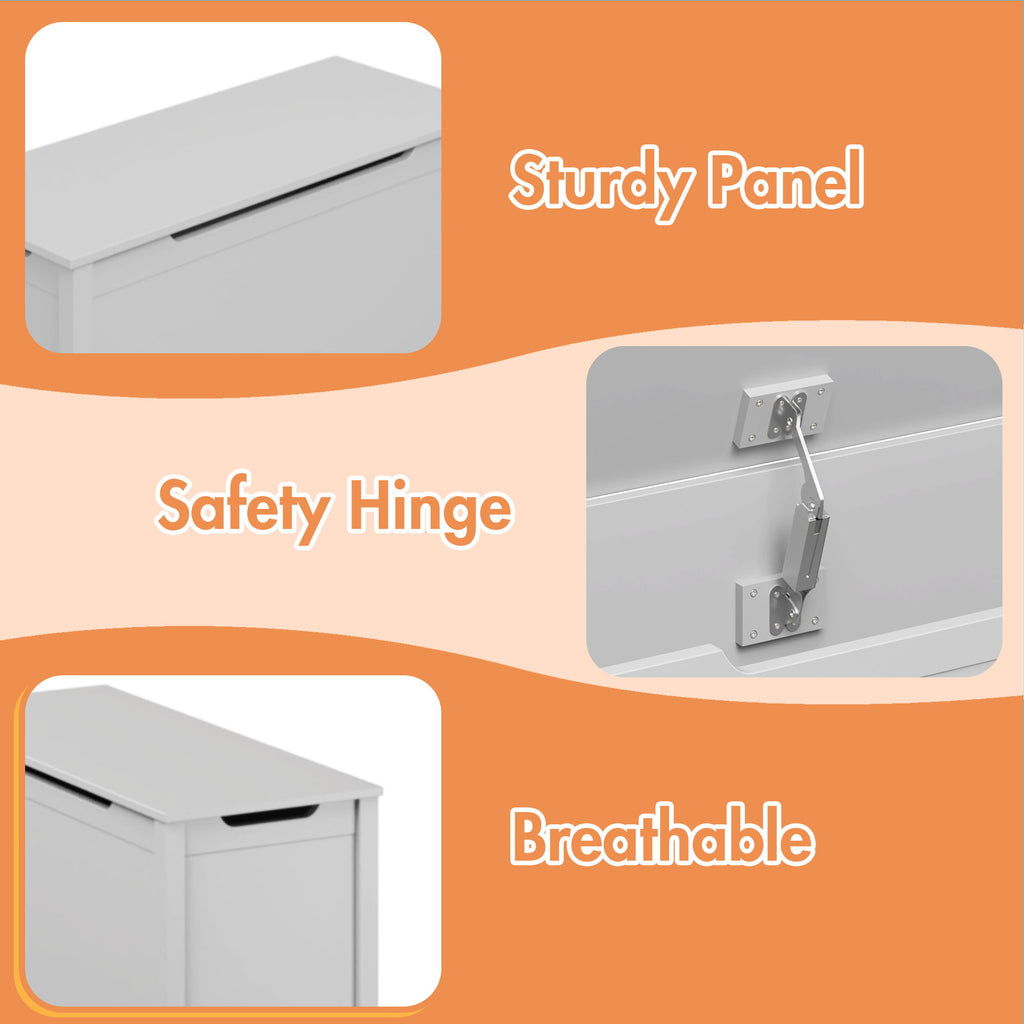 Toy Box Storage With Safety Hinged Lid