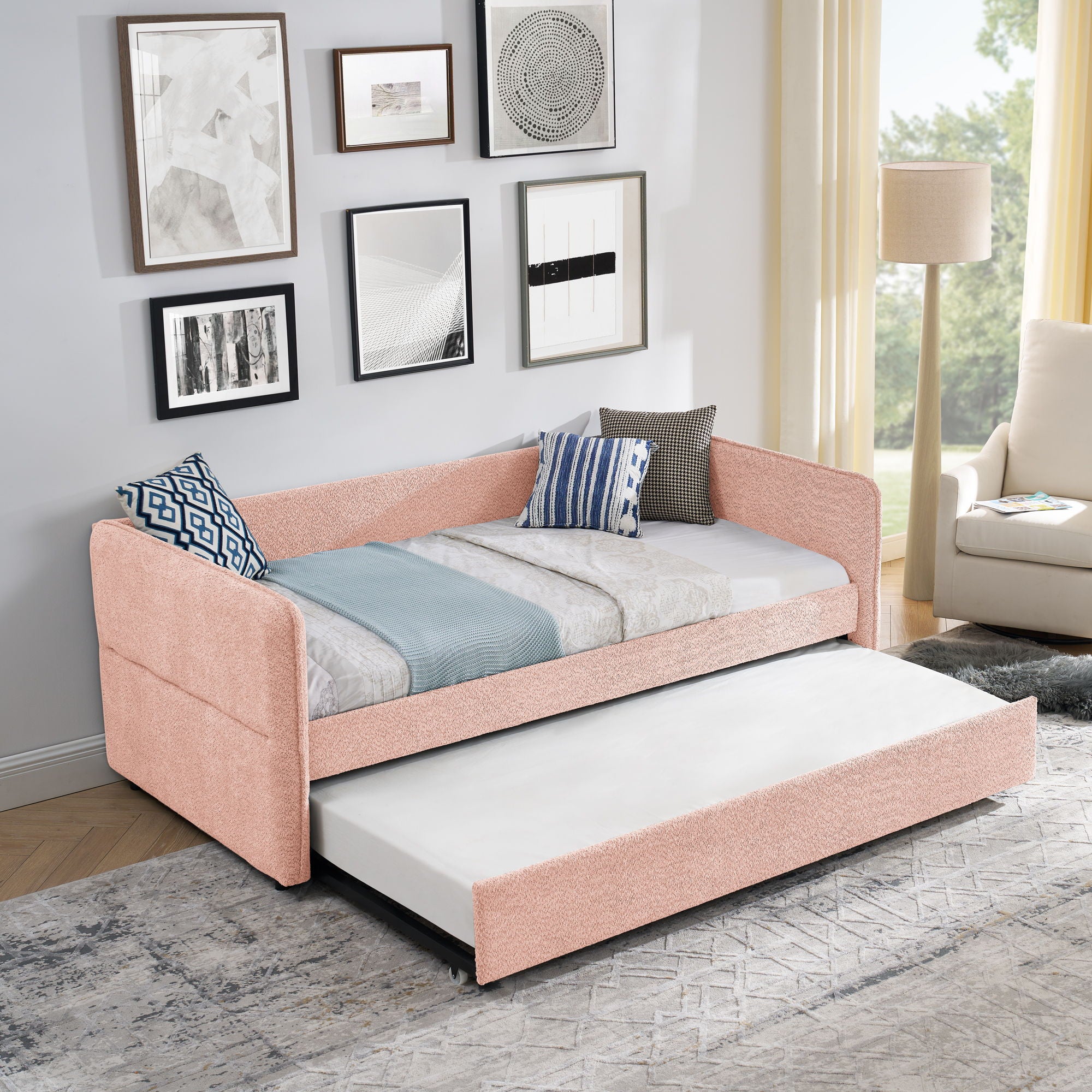 Upholstered Daybed With Pop Up Trundle