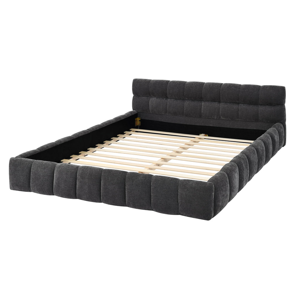 Modern Platform Bed Frame With Thick Fabric