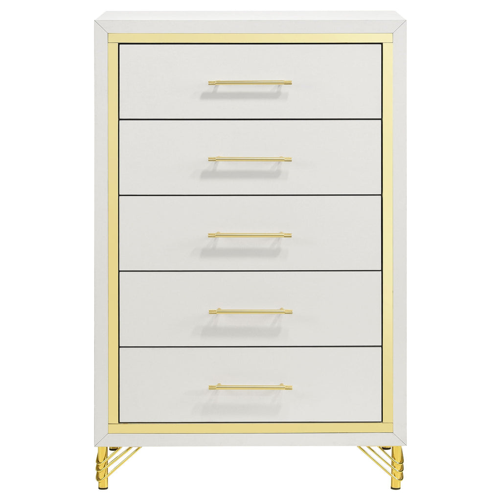 Chesney - 5 Drawer Chest With Trim - White