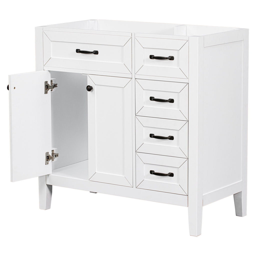 Modern Bathroom Vanity Base Only, 2 Doors And 3 Drawers