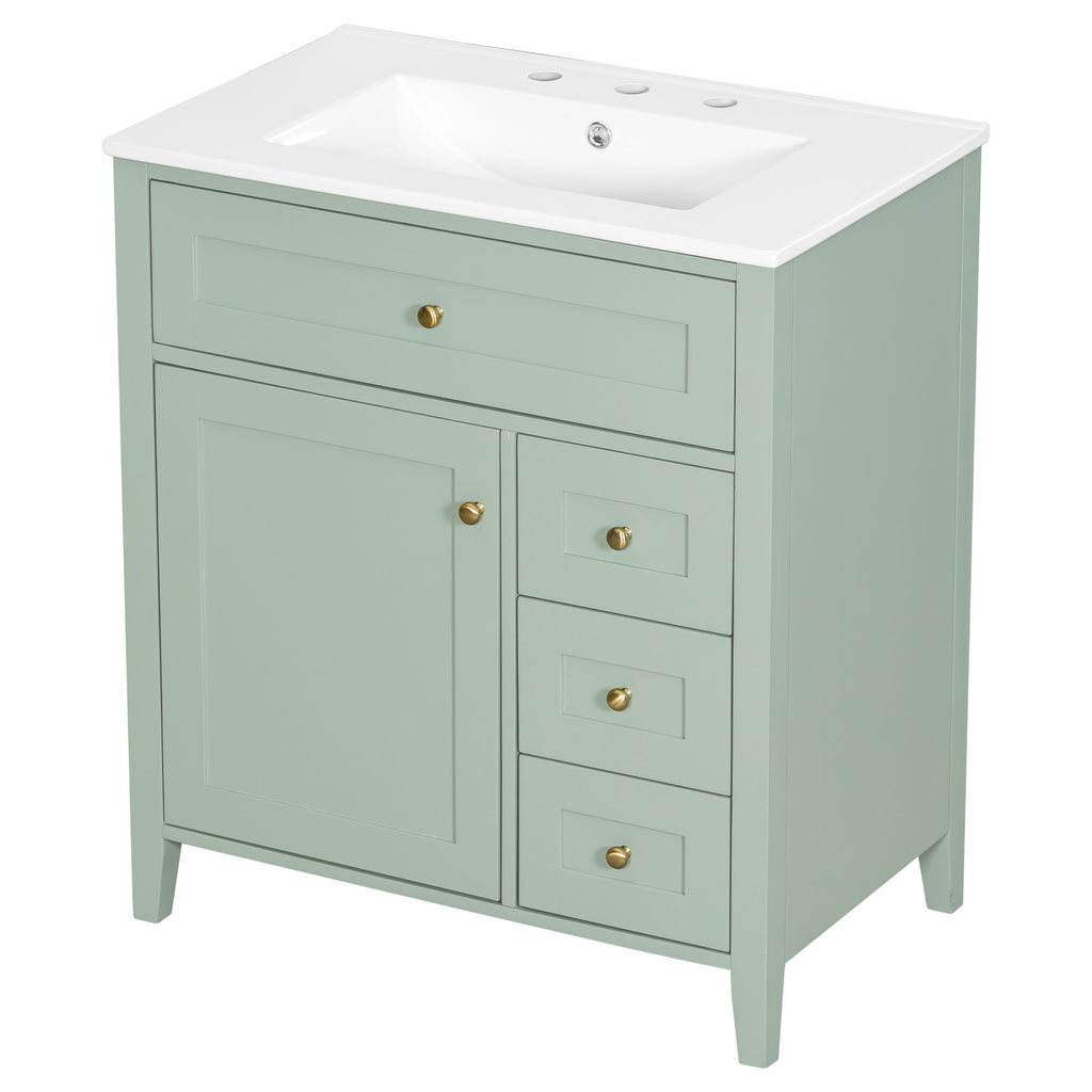 Bathroom Vanity With Sink, 3 Drawers And Adjustable Shelf