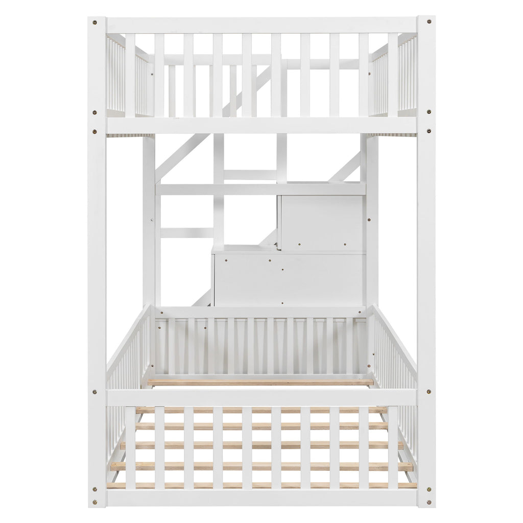 Floor Bunk Bed With Ladder And Storage