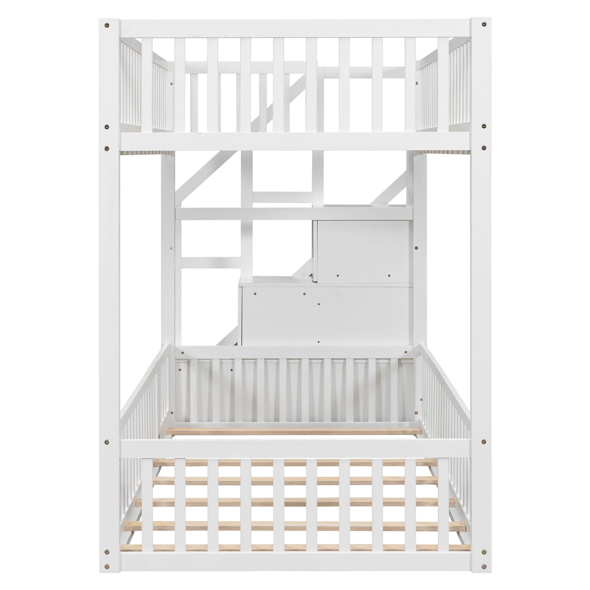 Floor Bunk Bed With Ladder And Storage