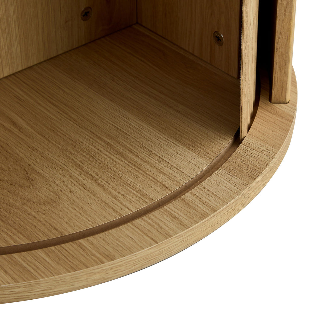Roman Column Round Dining Table With Double Layer Storage - Wood