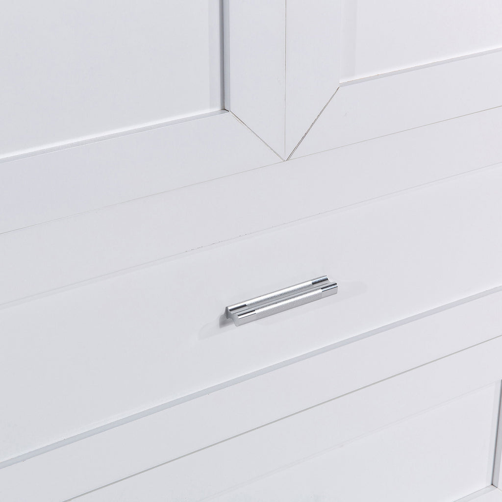 Tall Bathroom Storage Cabinet With 2 Doors And Drawers, Adjustable Shelf