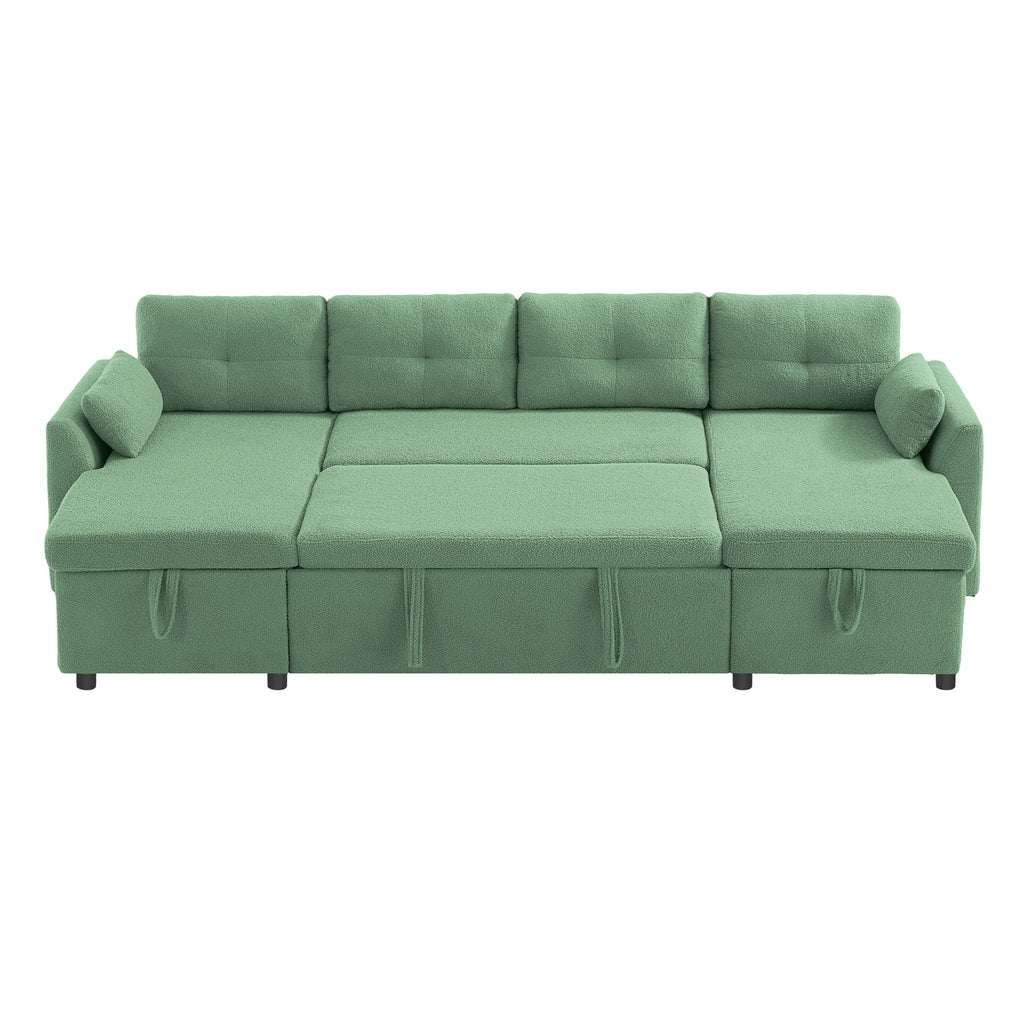 U-Shaped Sectional Sofa Bed With Storage And USB Ports