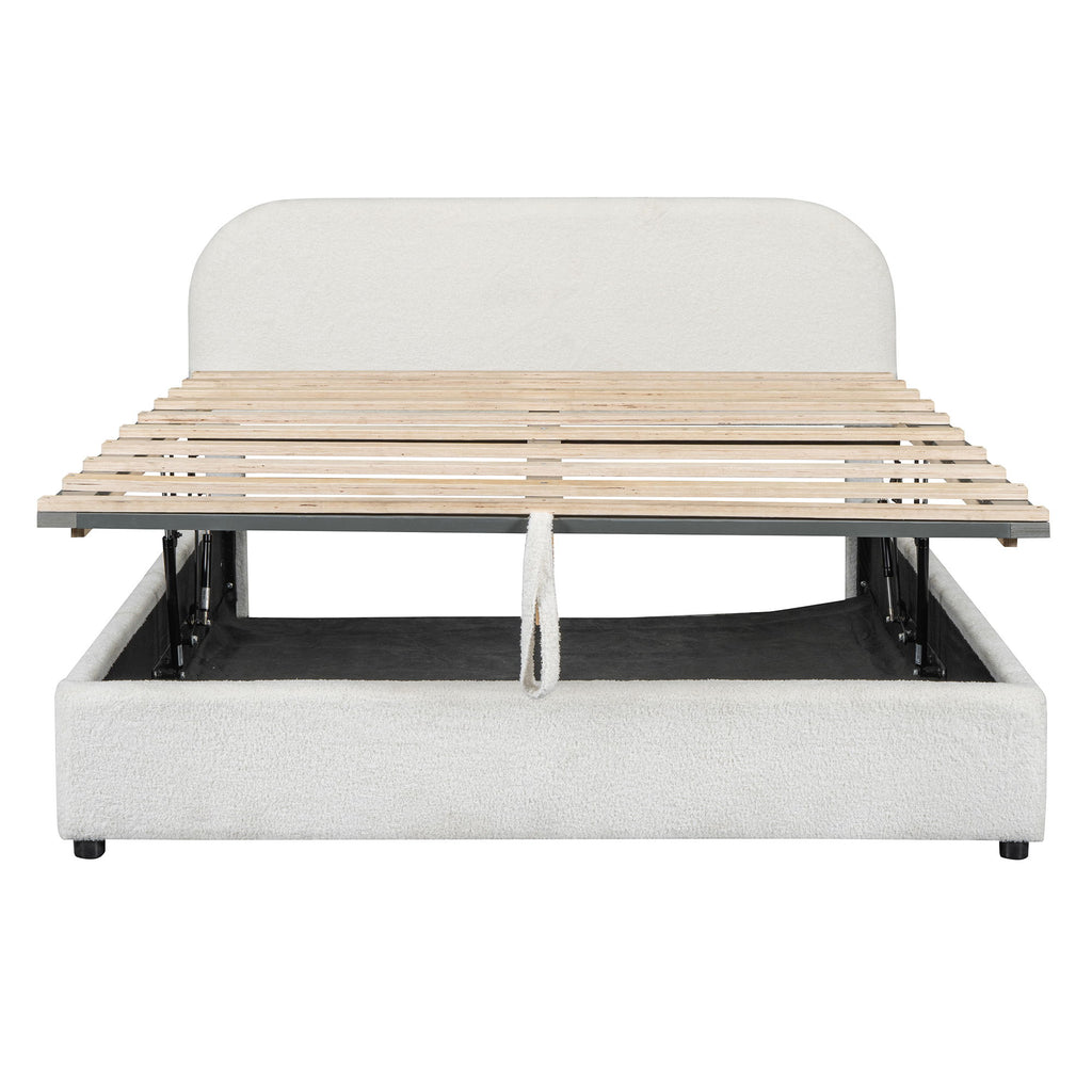 Upholstered Platform Bed With Hydraulic Storage System
