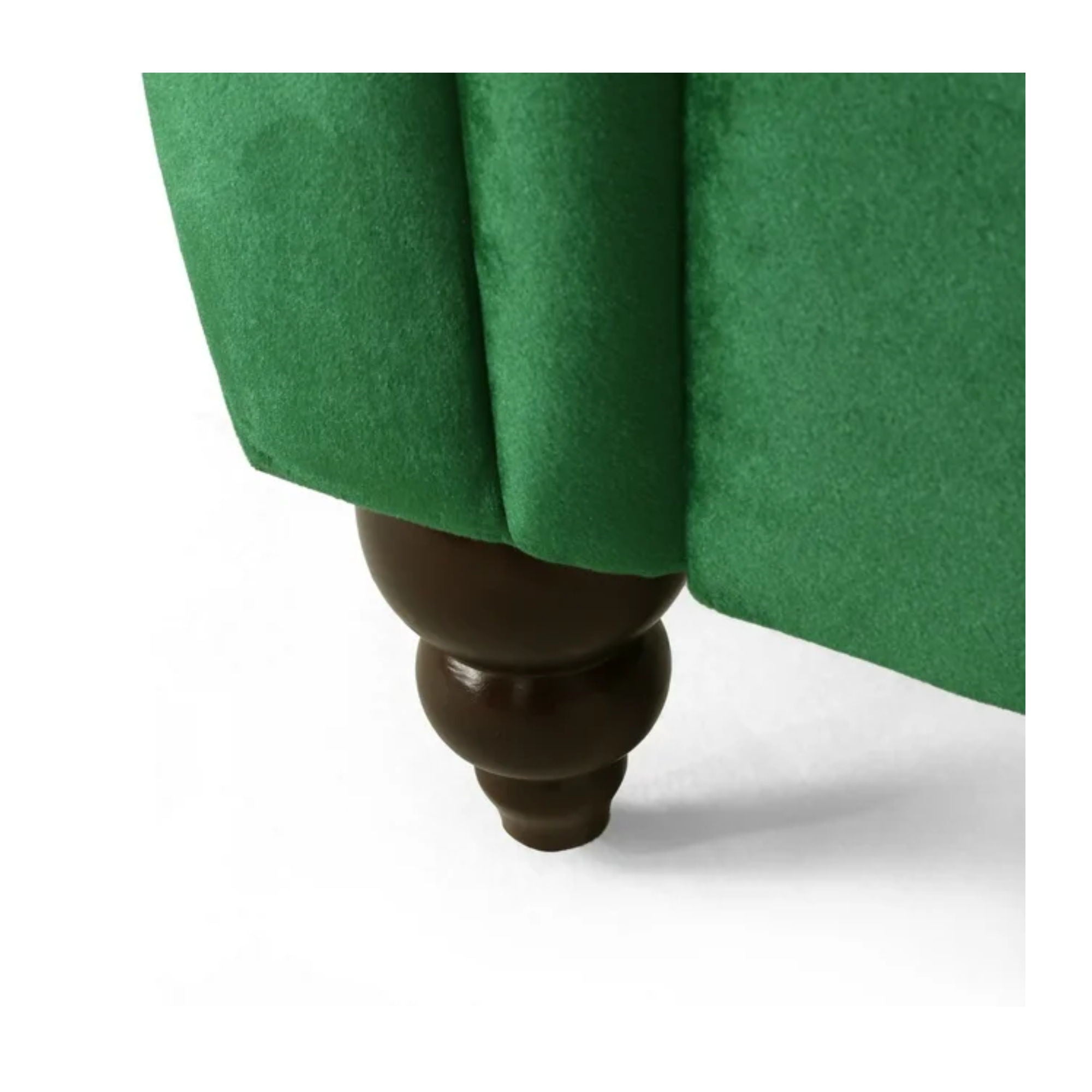Lunarix - Velvet Fabric Chaise Lounge With Diamond Stitching And Turned Legs - Emerald