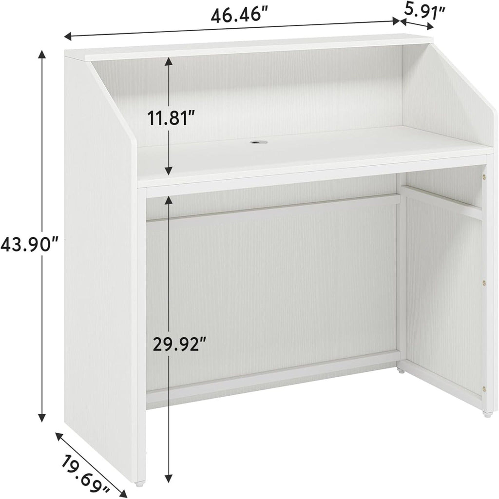 Modern Reception Desk, Front Desk Table With Cable Grommet & Privacy Panels