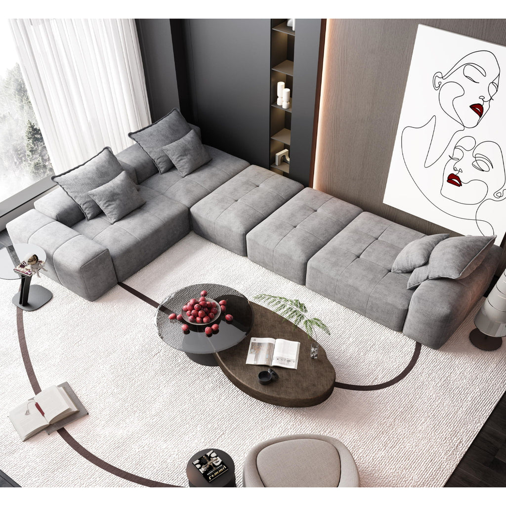 Modern Oversized, Modular Sectional Sofa With Pillows