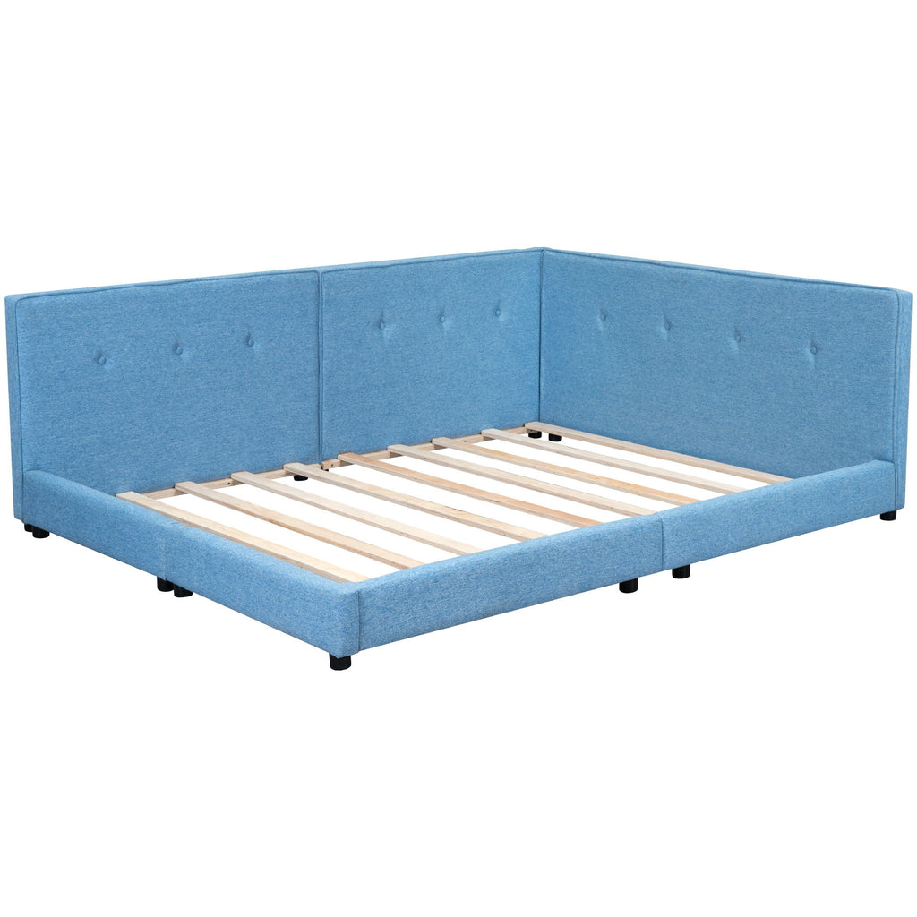 Modern Upholstered Platform Bed With USB Ports And LED Belt