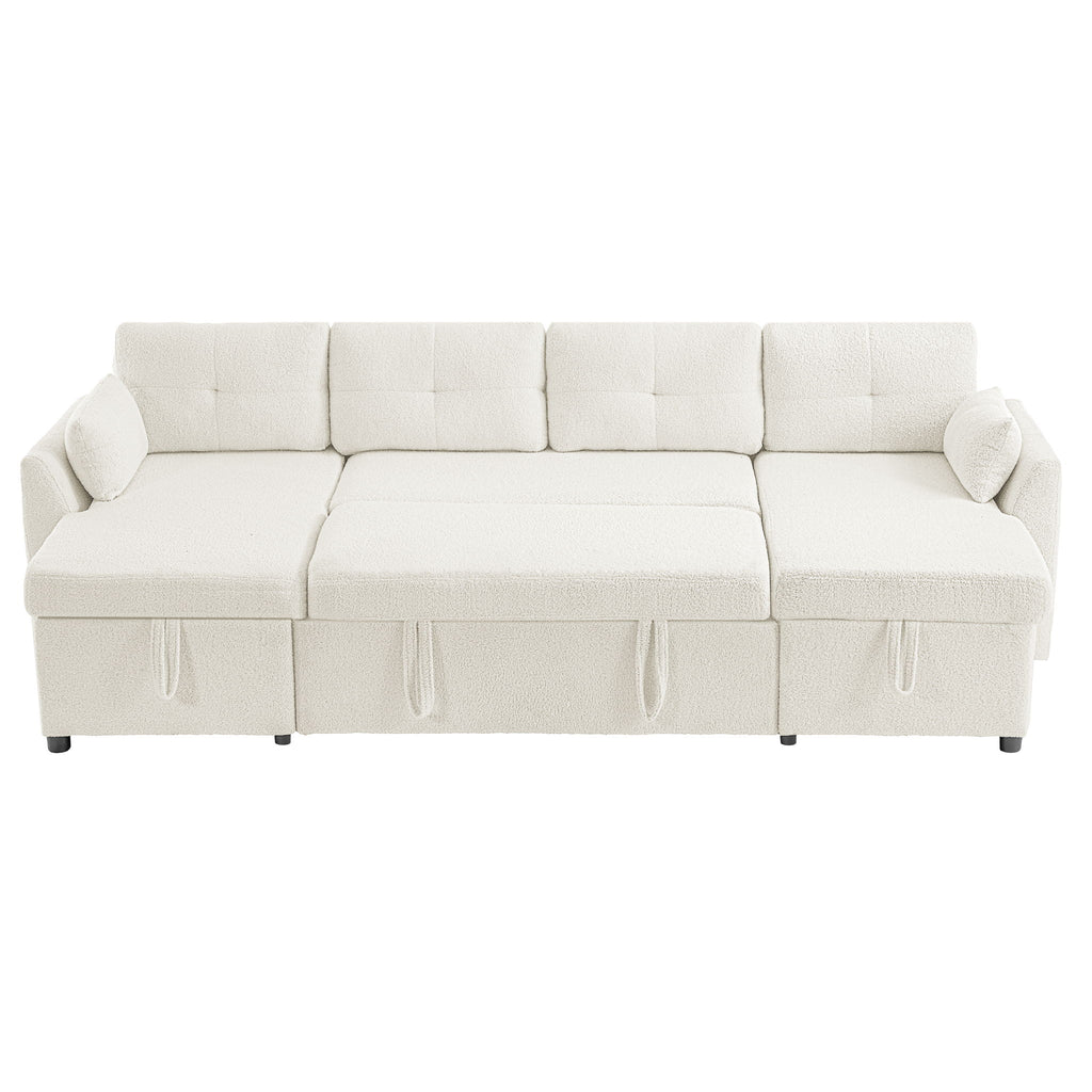 U-Shaped Sectional Sofa Bed With Storage And USB Ports