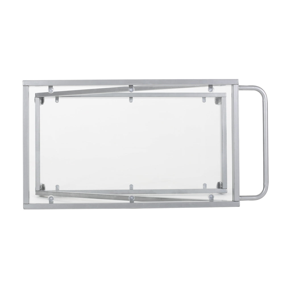 Modern Z Shaped Bar Cart With Tempered Glass Shelves - Silver