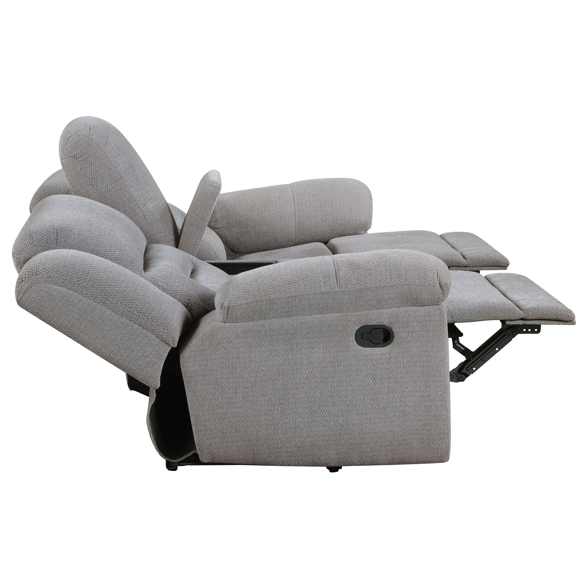 Sebring - Upholstered Manual Reclining Loveseat With Center Storage Console - Gray