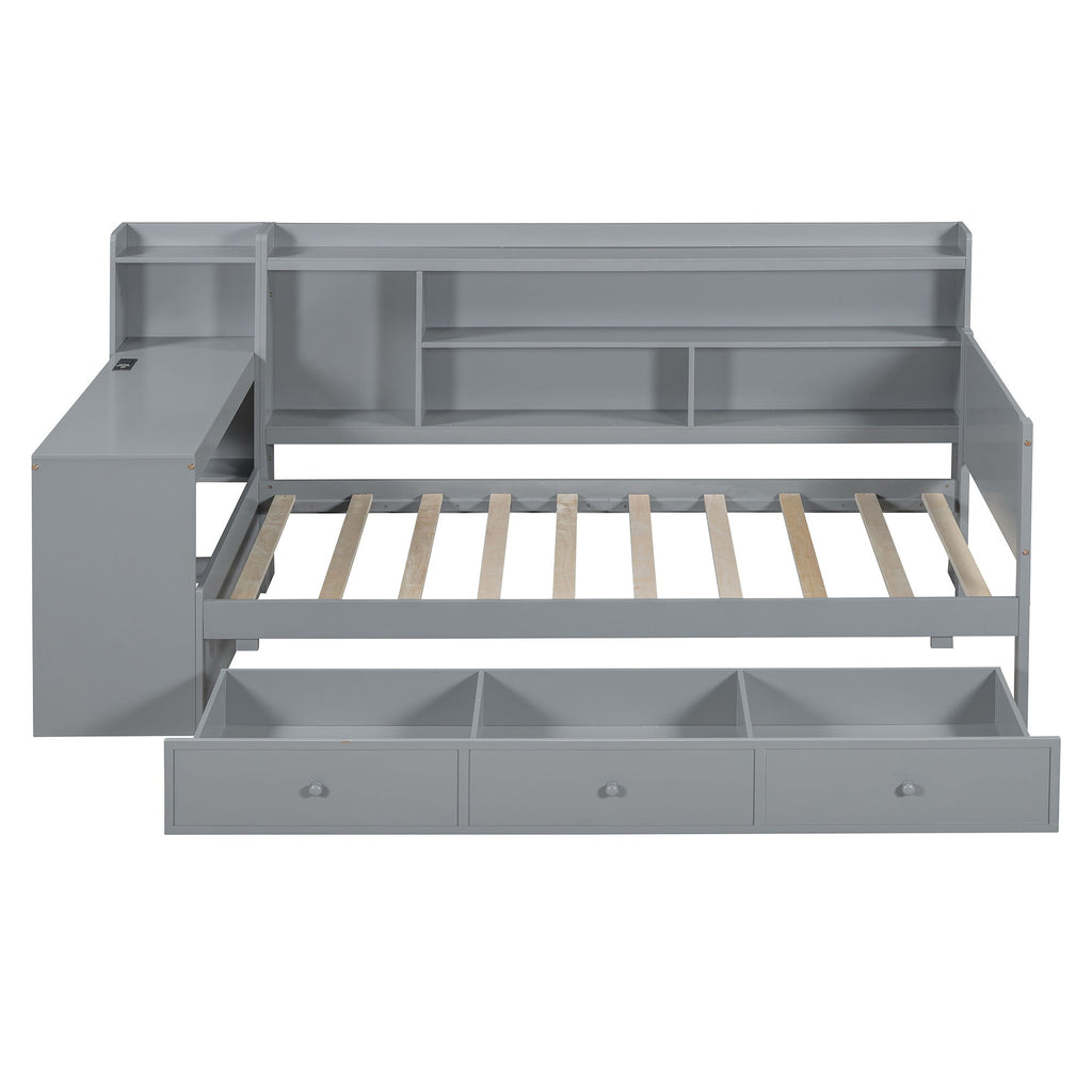 Daybed With 3 Drawers USB Ports And Desk