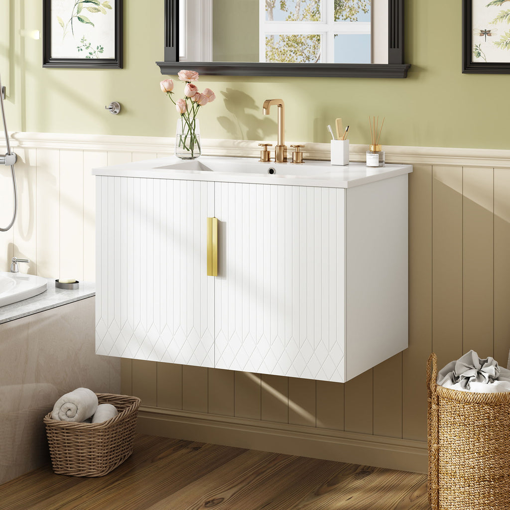 Bathroom Vanity With Sink, Rectangular Storage Cabinet With 2 Soft Closing Doors