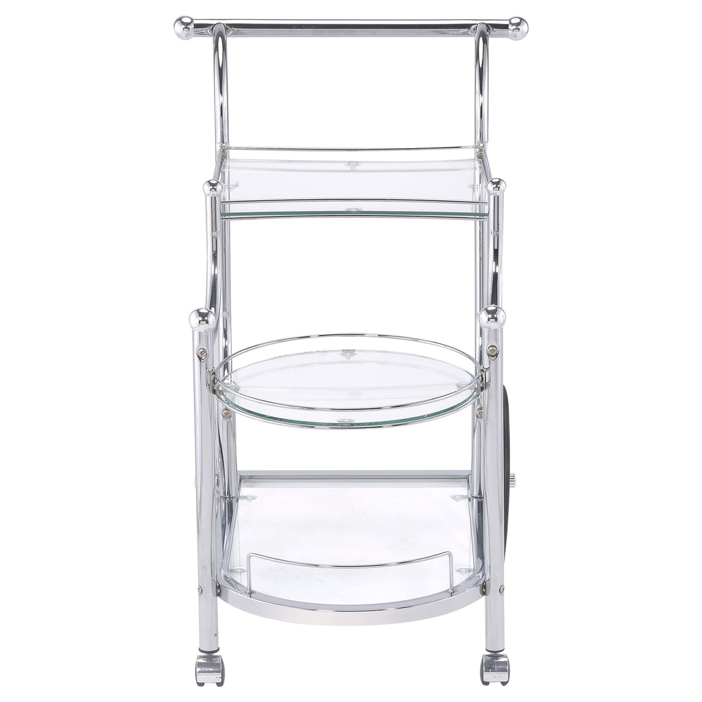 Reia - 3 Tier Cart With Casters & Tempered Glass Design - Chrome