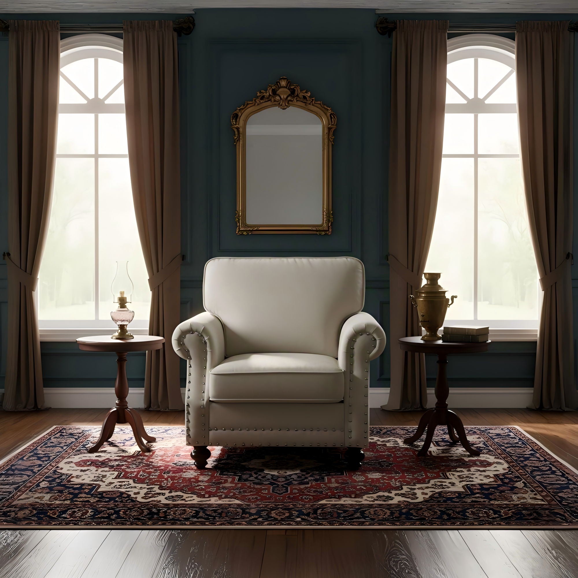 Upholstered Accent Armchair With Turned Legs For Living Room