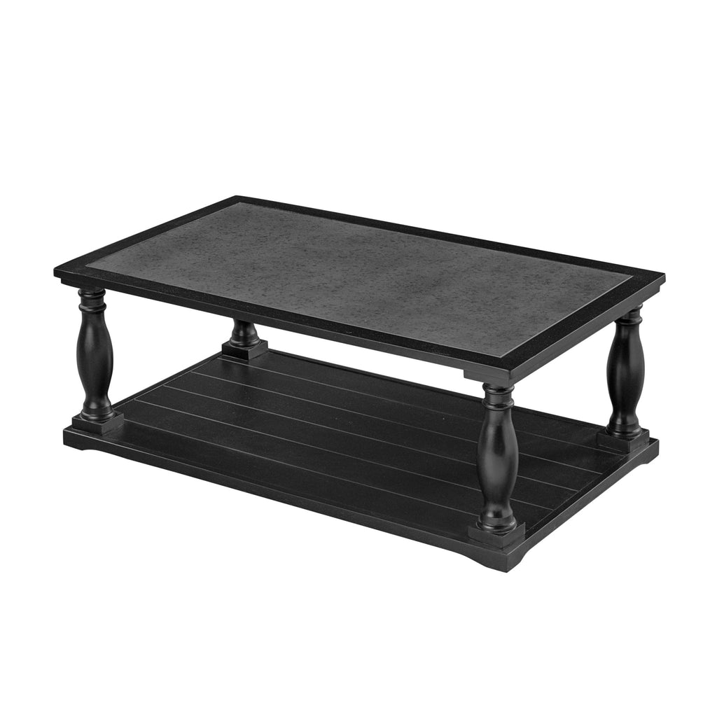 Farmhouse Rectangular Coffee Table With 2 Tiers