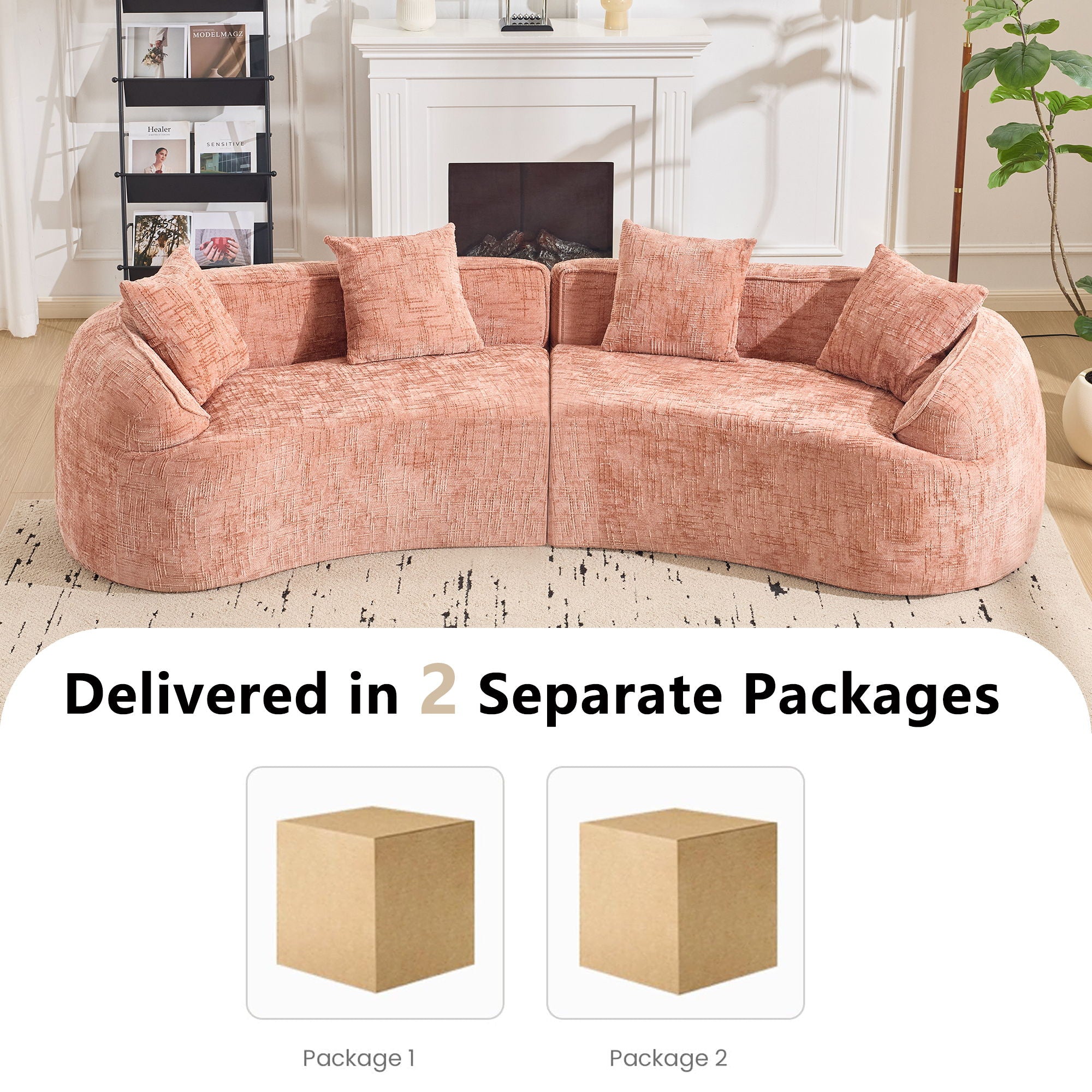 Curved Compressed Sofa, Nordic-Style Design For Living Room