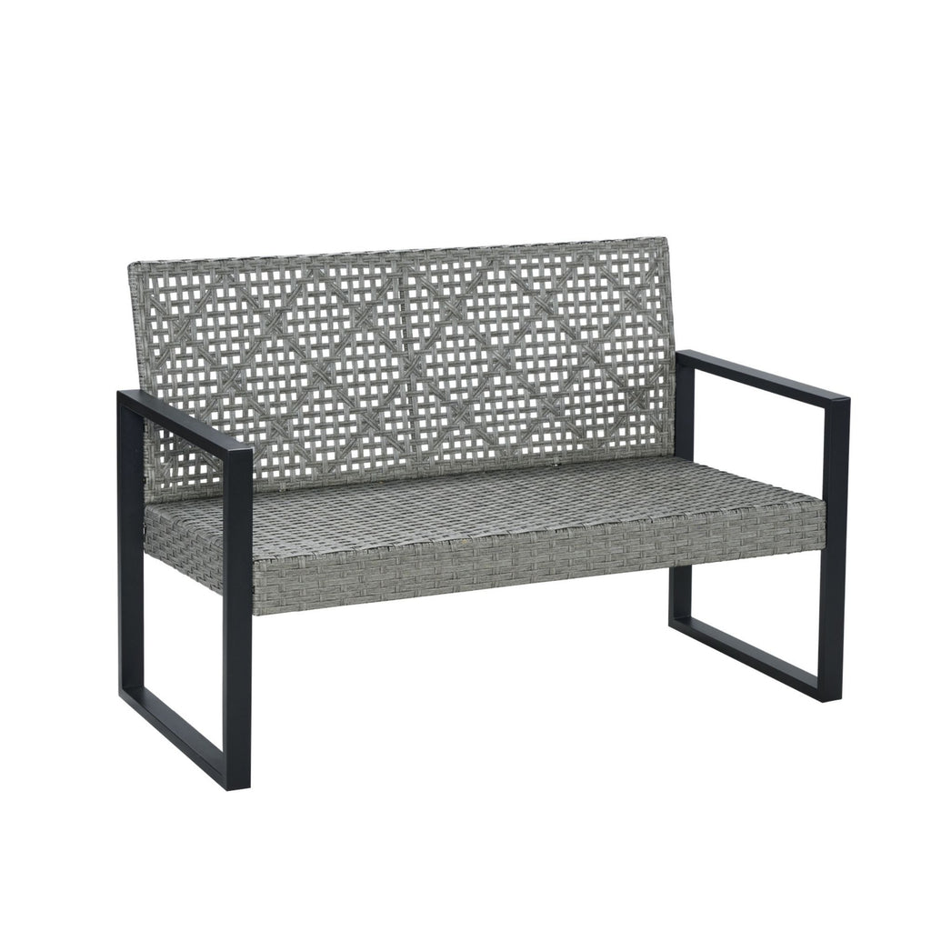 4 Piece Patio Furniture Set With Acacia Wood Table Top And Cushions