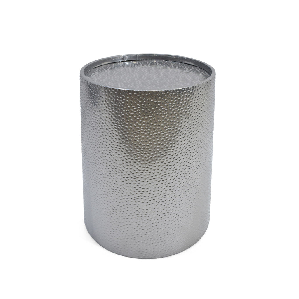 Modern Round Accent Table With Hammered Surface