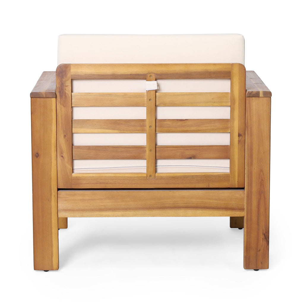 Acacia Wood Loveseat And Coffee Table Set With Cushions