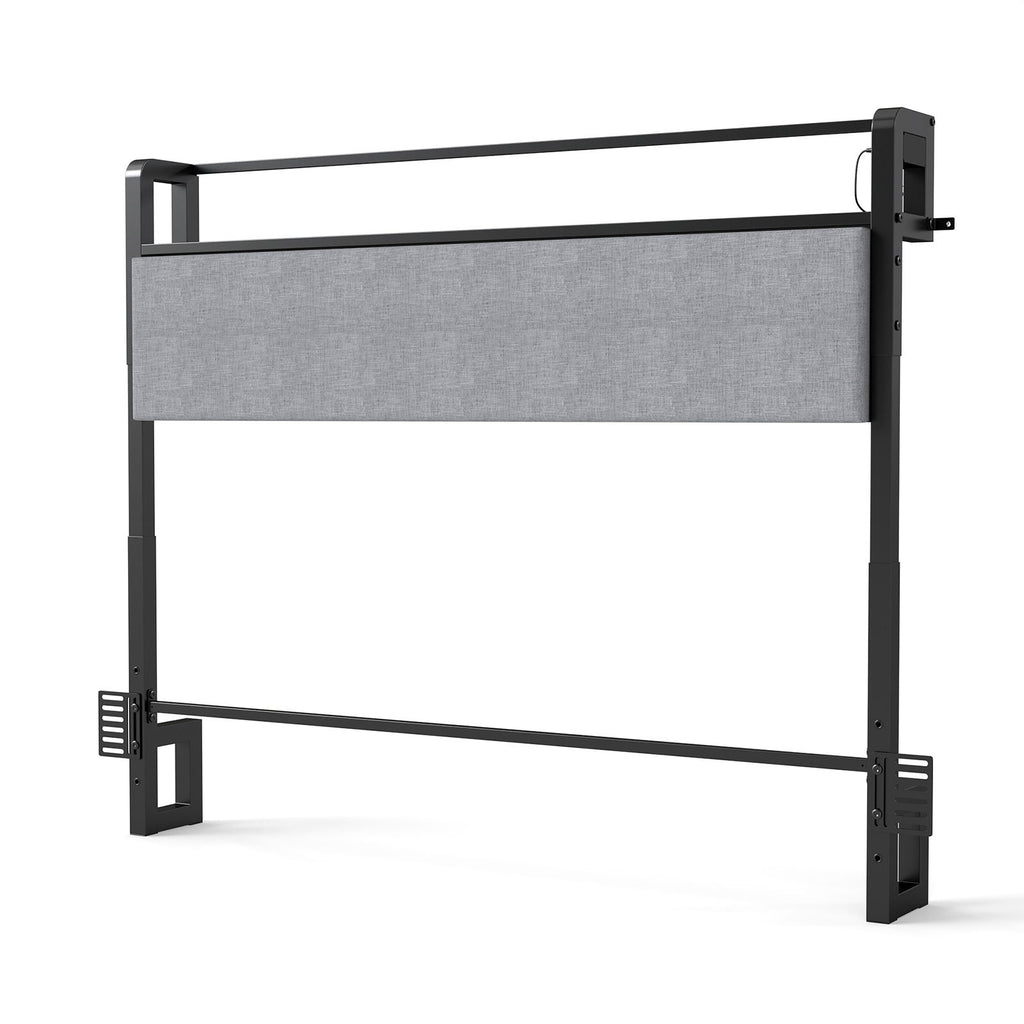 Adjustable Height Reversible Headboard With Storage Shelf, LED Lights & USB Charging Station