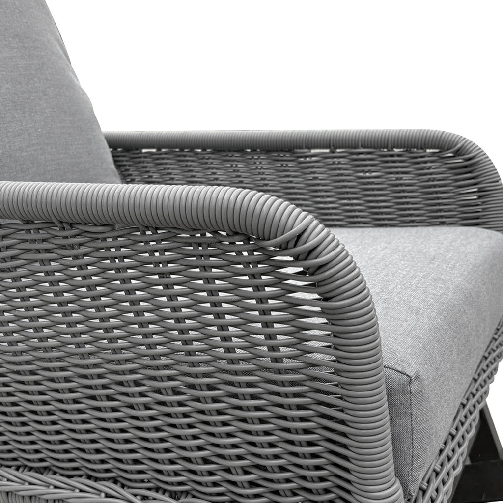 Contemporary Minimalist Wicker Rocking Chair With Soft Cushions And Durable Wooden Frame