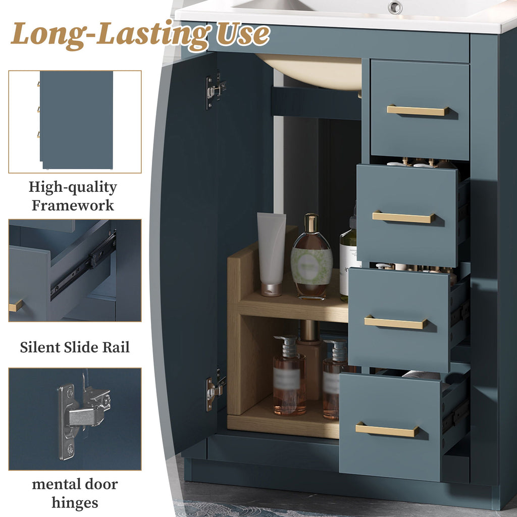 Modern Bathroom Vanity With 1 Door And 3 Drawers