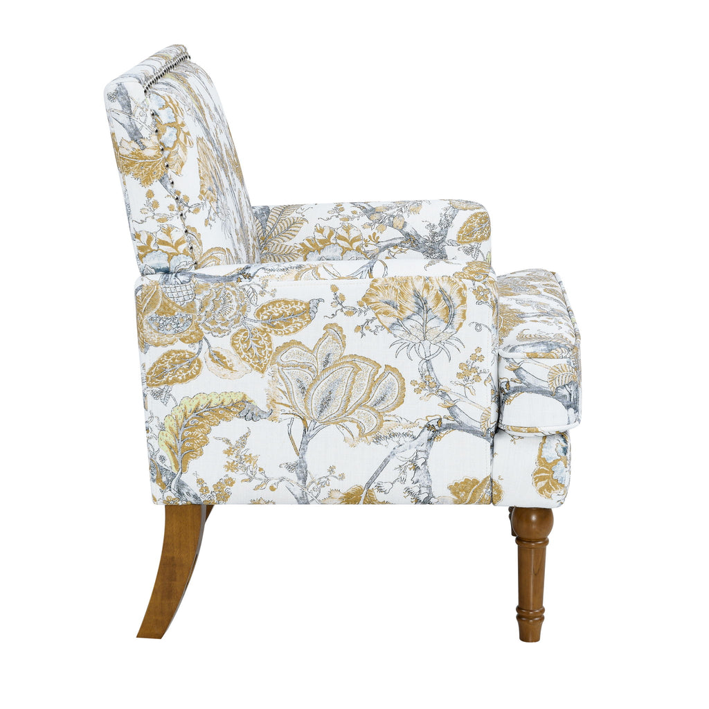 Floral Accent Armchair With Nailhead Trim