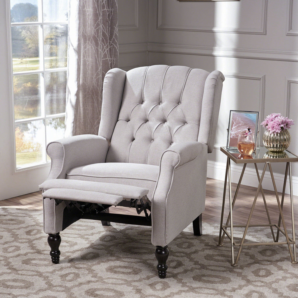 Armchair Recliner With Pushback Mechanism And Wingback Design