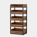 5 Tier Pull Out Fruit Vegetable & Snack Storage Rack - Brown / Black
