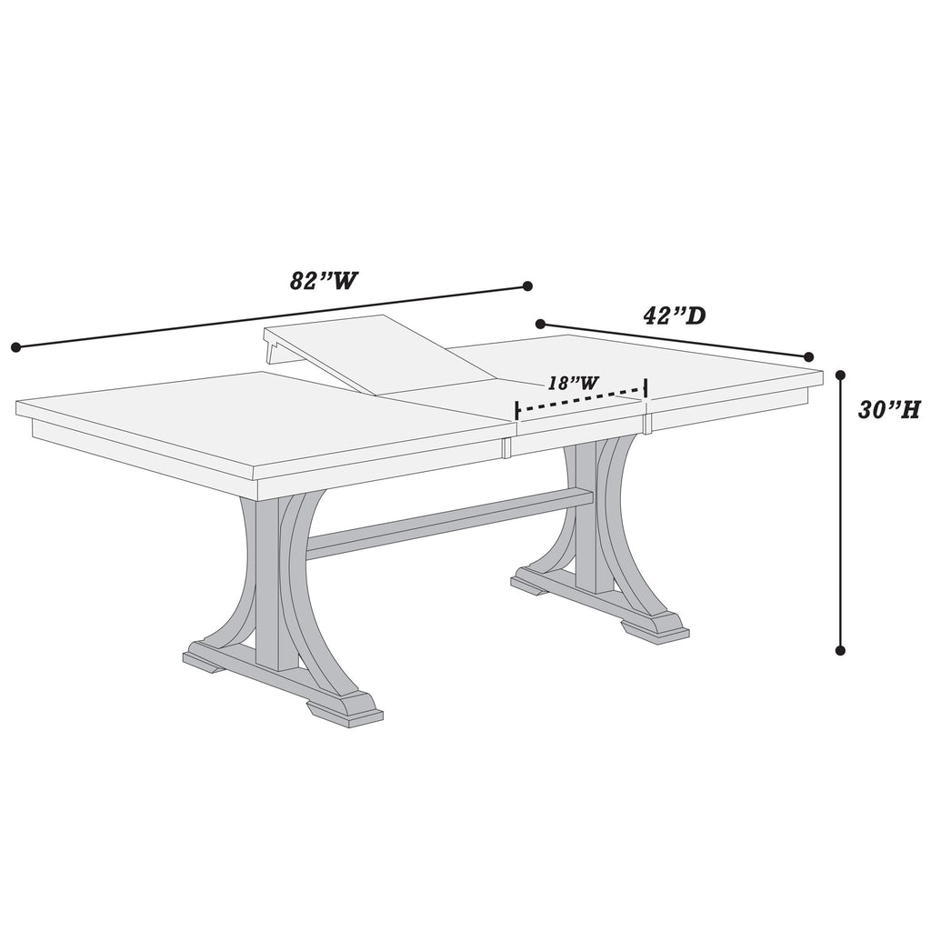 7 Piece Dining Set, Table And 6 Side Chairs, Table With Trestle Base - Black / Charcoal / White