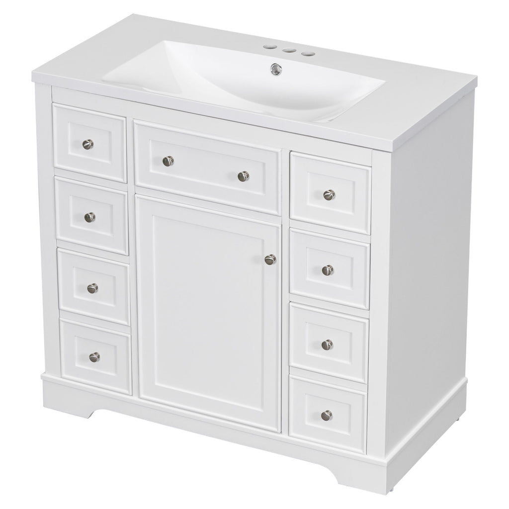 Modern Bathroom Vanity With Sink Combo, 6 Drawers And 1 Cabinet